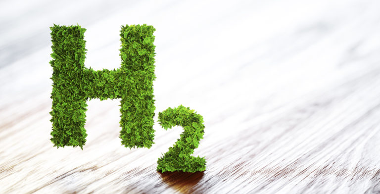 Green 'H2' symbol on plain background (countrywide tasmania)
