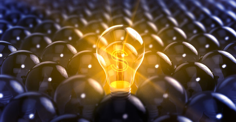 Lightbulb with money symbol (Sumo Power)
