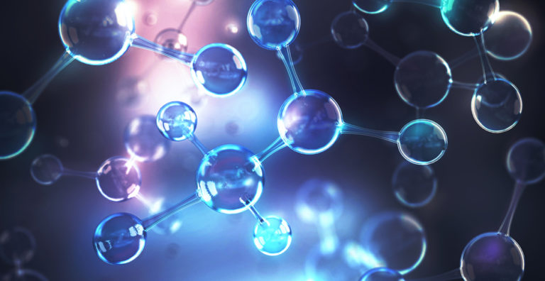 Rendered image of hydrogen molecules (hydrogen rules)