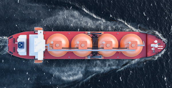 Liquefied natural gas (LNG) tanker in the ocean (woodside europe)