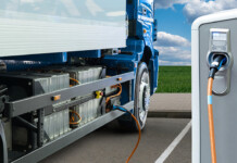 NewVolt to build charging network for electric trucks Artist's impression of an electric truck charging at a charging station (heavy vehicle electrification)