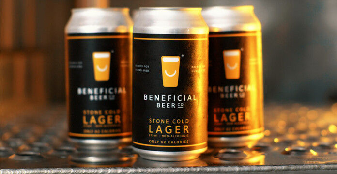 Three cans of Beneficial Beer Stone Cold Lager (carbon)
