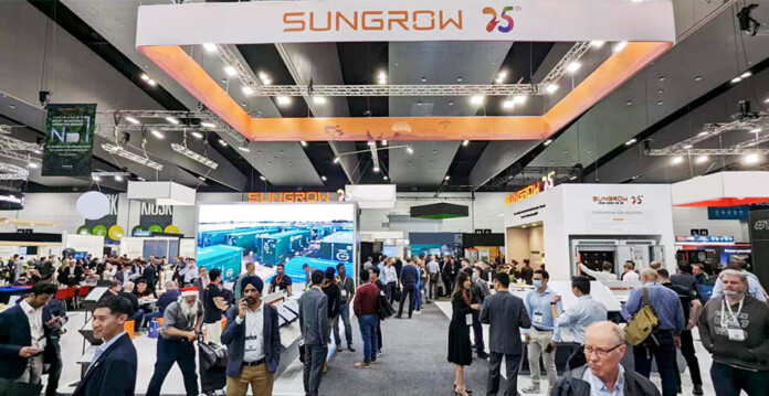Crowds walking around Sungrow stand at All Energy Australia 2022