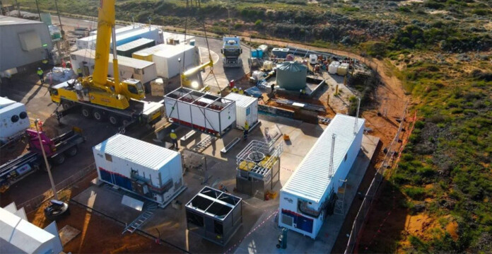 denham-hydrogen-microgrid Aerial photo of construction at the Denham Hydrogen Demonstration Plant (hydrogen microgrid)