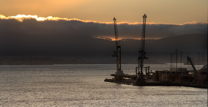 Bell-Bay-Tasmania Bell Bay shipping port at sunset in Tasmania (iberdrola abel)