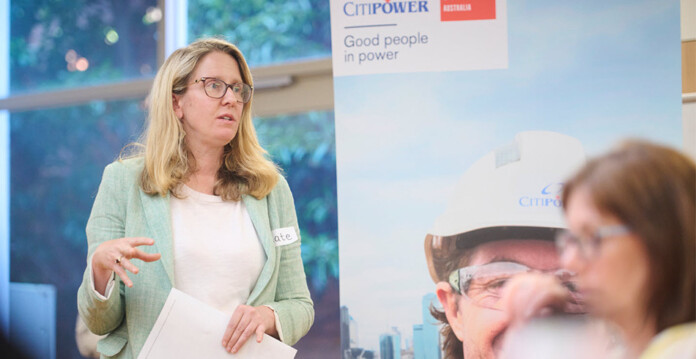 Citipower and Powercor general manager regulation Renate Vogt talking to focus group (victorians reports)