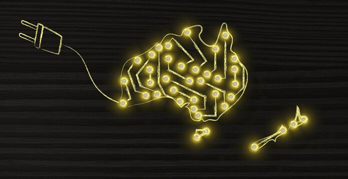 Graphic illustration of Australia and New Zealand using power conduit