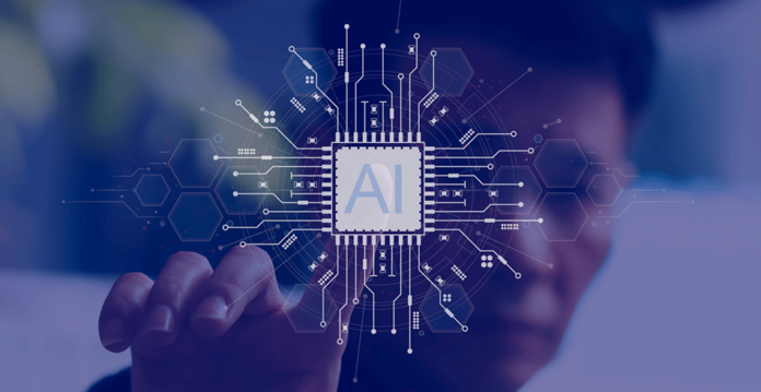 Artificial intelligence (AI) concept image with man reaching finger to touch AI icon (siemens)