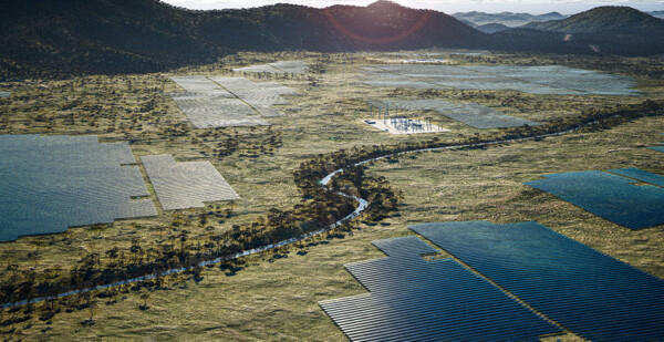 Artist's impression of Aldoga Solar Farm in Gladstone