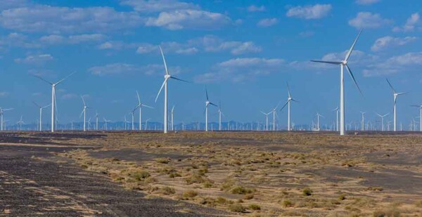 Thousands of wind turbines on the horizon at Gansu Wind Farm in China