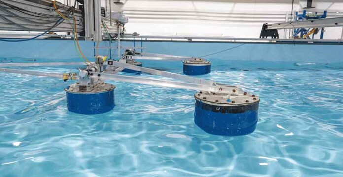 M4 wave energy converter prototype being demonstrated in pool