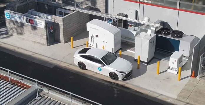 Aerial image of the hydrogen refuelling station at the Victorian Hydrogen Hub