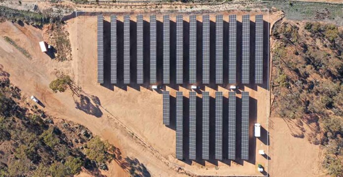 Aerial drone shot of the Norseman solar and storage project in Western Australia