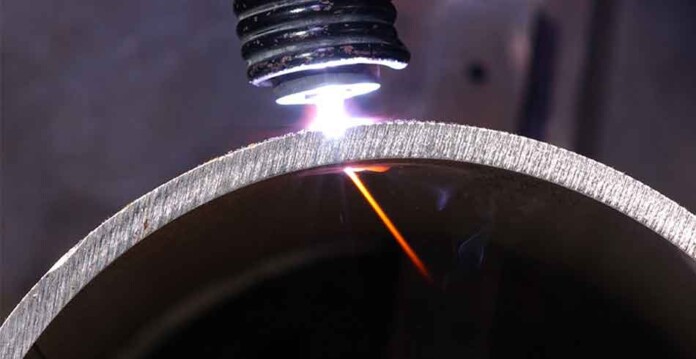 Laser welding on metal cylinder