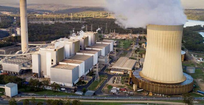 tarong-power-station Aerial shot of smoke pouring from chimney at Tarong Power Station