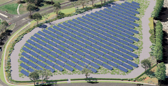 Drone shot of solar farm