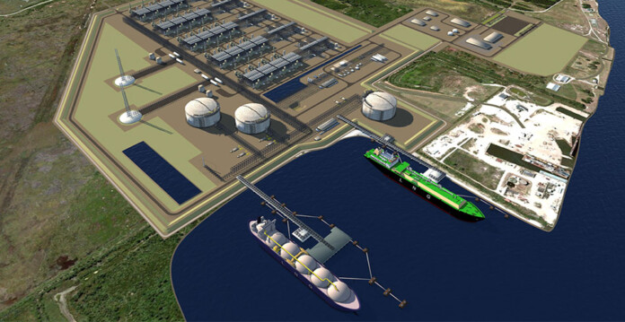 Rendered image of the Louisiana LNG project