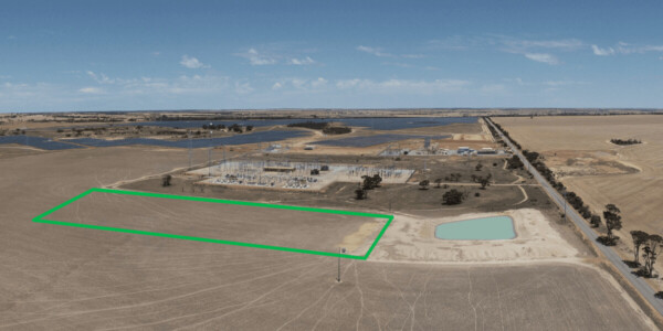 Merredin Battery site with green markings indicating battery component