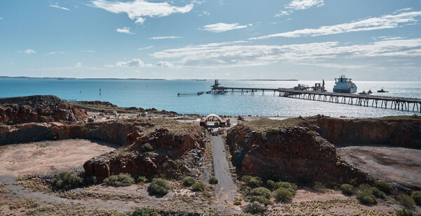 Image of gas plant infrastructure on the Burrup Peninsula on a beautiful sunny day