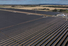 SEC Renewable Energy Park reaches construction milestone Aerial shot of solar farm at renewable energy park