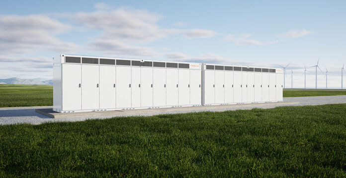 Rendered image of battery units at the proposed Golden Plains BESS