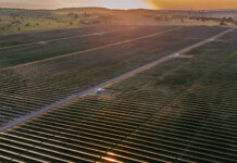 University secures solar and wind PPA through Flow Power Aerial shot of massive solar farm at sunrise
