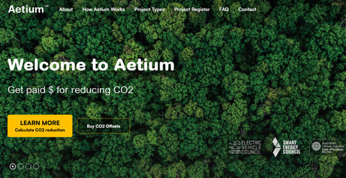 Screenshot of the Aetium website