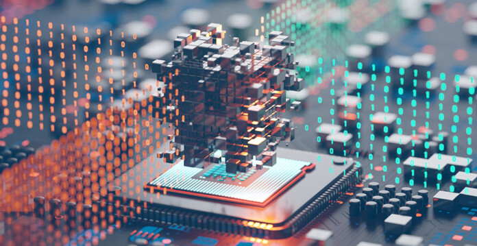 quantum-computing Concept image of tiny quantum chips forming cube