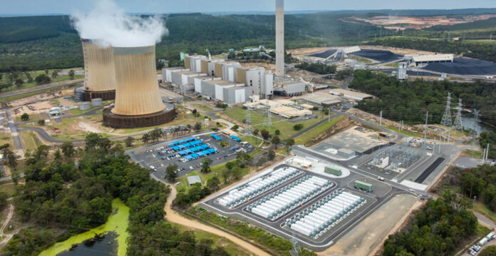 Aerial shot of big battery project at a coal-fired power station