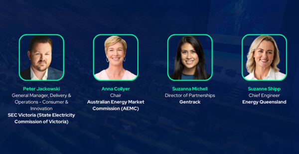 Headshots and titles of four energy sector experts attending Australian Energy Week