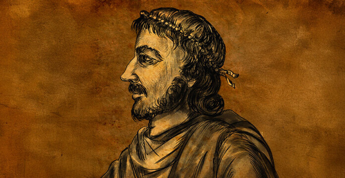 Side profile illustration of the Danish King Cnut the Great