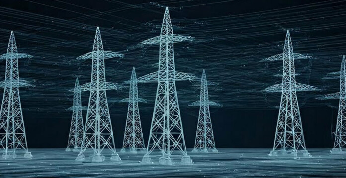 Rendered digital twin of electricity transmission towers