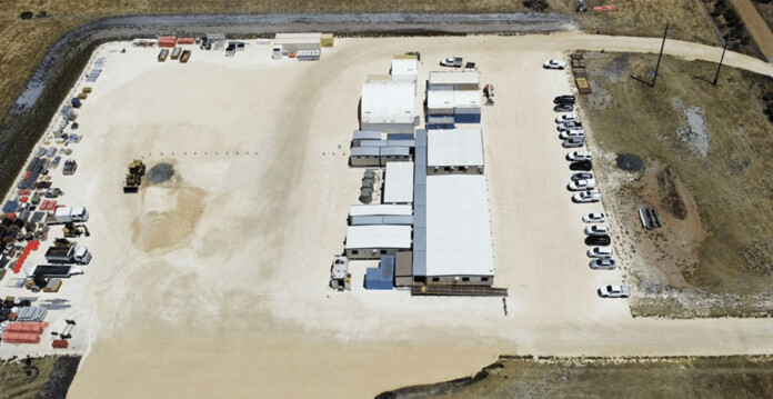 Aerial photograph of early construction work at the Muchea Battery site