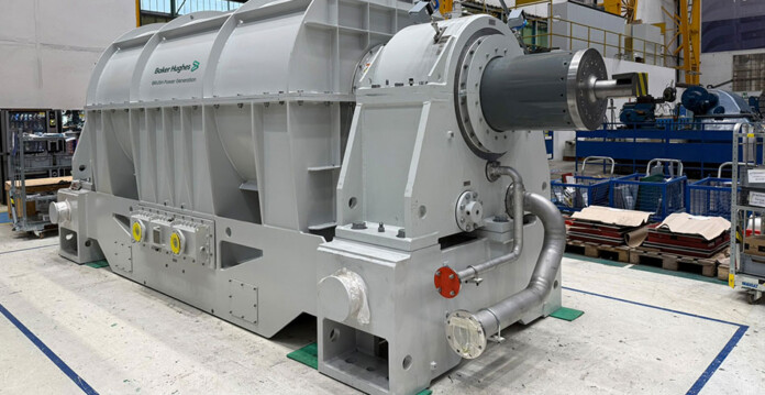 Close up shot of a syncronous condenser in a factory