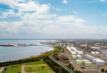 Viva Energy gas terminal gets federal environmental tick Aerial image of Viva Energy gas terminal with blue sky and clouds overhead