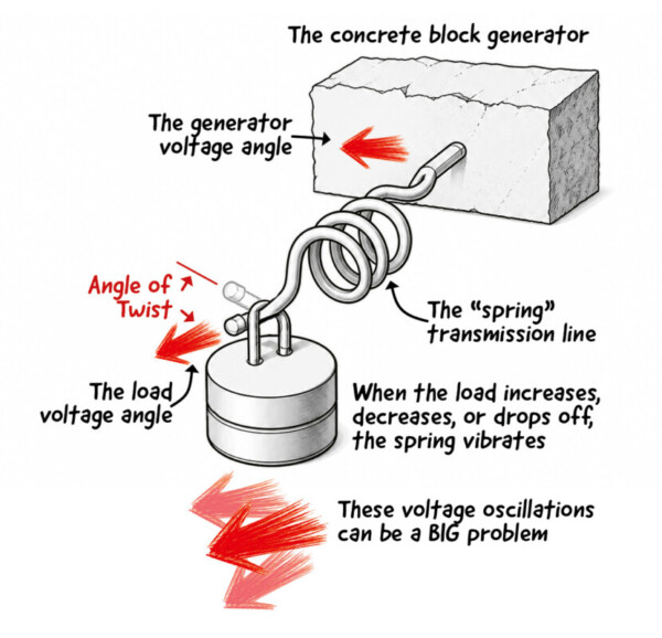 Illustration depicting voltage oscillations and reactive power