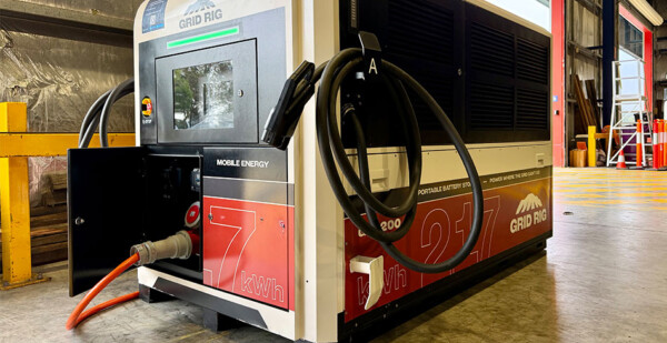 Closeup shot of a large fast-charging battery unit for electric heavy freighters