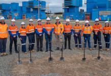 AGL breaks ground on K2 dual-fuel gas-fired project Executives in high-vis vests and hard hats break ground with shovels at project site
