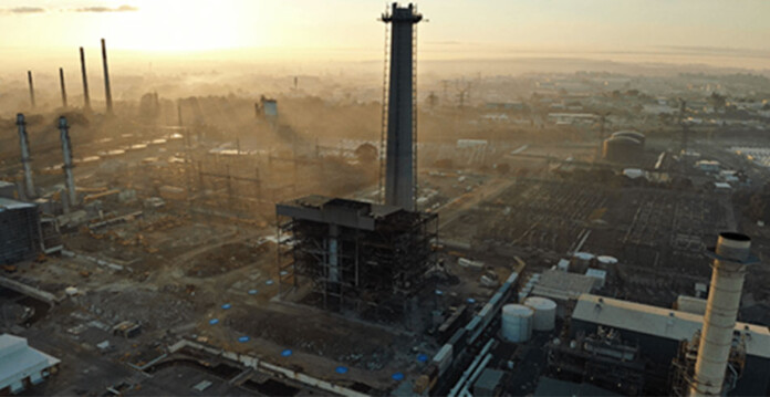 Aerial shot of large coal-fired power station