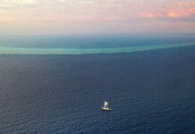 Woodside’s Browse Gas declared State Significant Project Photo of Greenpeace sailing vessel near beautiful Scott Reef in the ocean