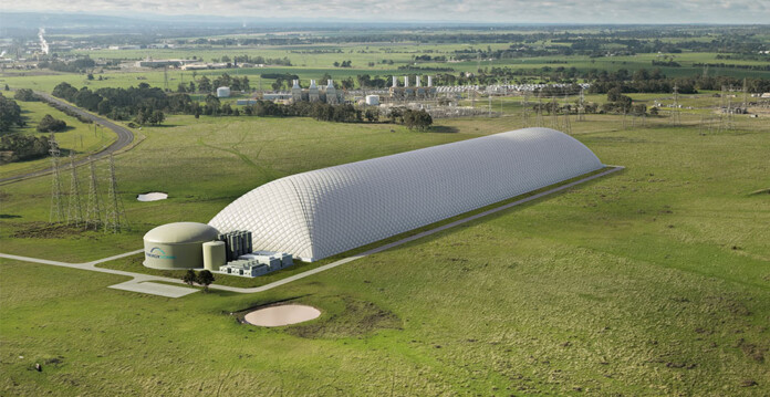Rendered image of a compressed CO2 energy storage project