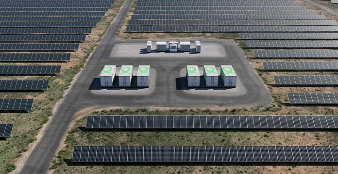 Rendered image of solar and battery units at Ganymirra and Majors Creek project