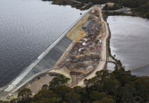 Hydro Tasmania completes $35.5 million Edgar Dam upgrade Aerial shot of upgrade works at Edgar Dam site