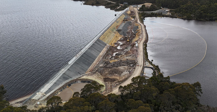 Aerial shot of upgrade works at Edgar Dam site