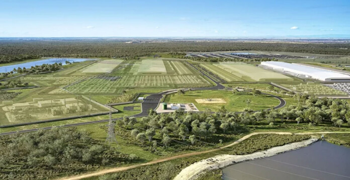 western-downs-digital-park Rendered image of a data centre set in a beautiful rural landscape