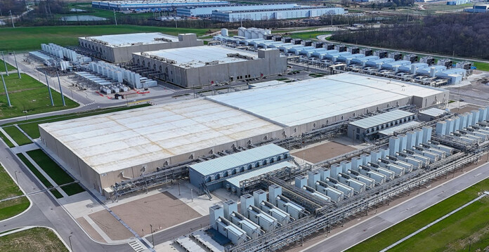 Photo of a massive data centre with onsite power and cooling systems