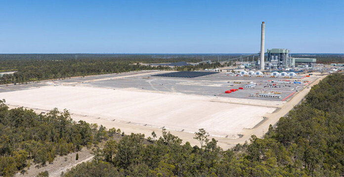 The construction site for the Brigalow Peaking Power Plant (foreground), with the operational Kogan Creek Power Station in the background