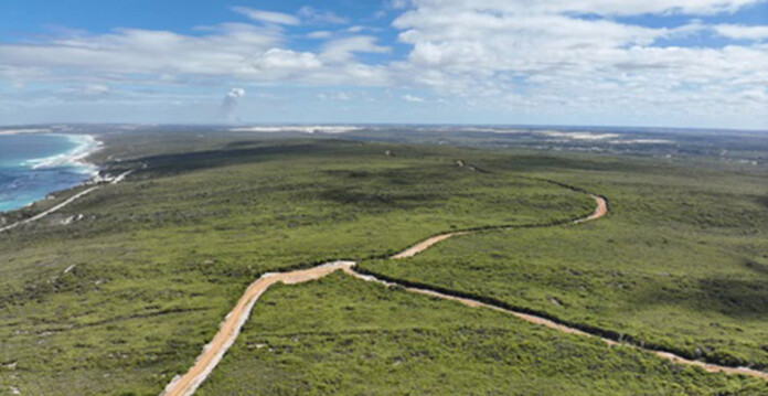 Aerial shot of former wind farm site along the Esperance coast